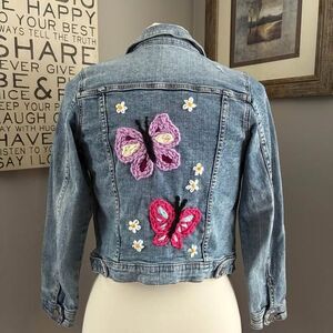 Butterfly Embroidered Jean Jacket. Girls 14/16